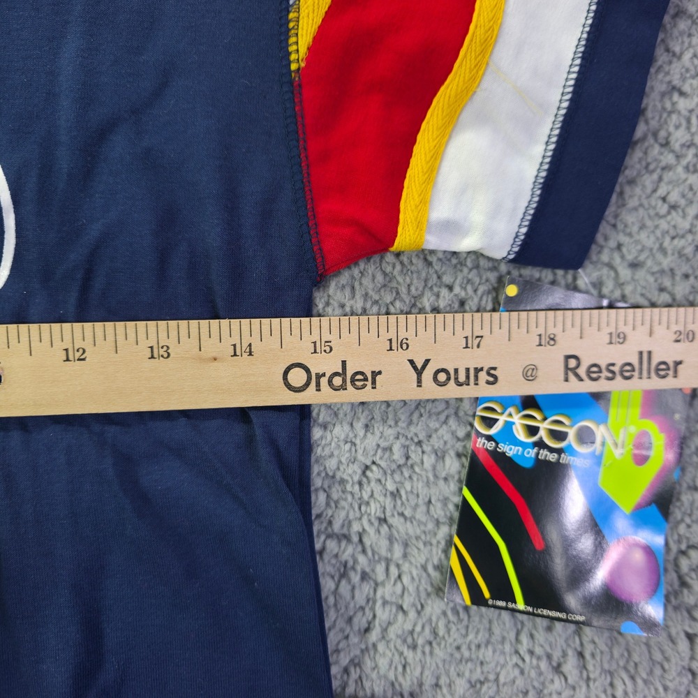 Vintage 1989 Sasson Kids Navy Blue Stripe T-Shirt and Shorts Set Size 7 NWT - Picture 9 of 11